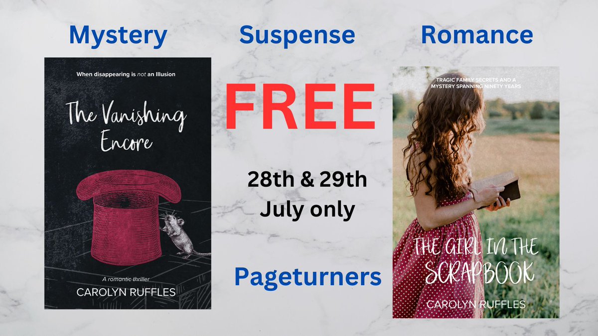 CarolynRuffles's tweet photo. FREE on Amazon today and tomorrow!
https://t.co/bkPbRl2RVi
https://t.co/IkjfkpYekk
#FridayFeeling #Fridayfreebie #freebooks #readersoftwitter #WritingCommunity 
Authors, do you have anything to share? Share, tag, reply https://t.co/dlxiPhkKJ4