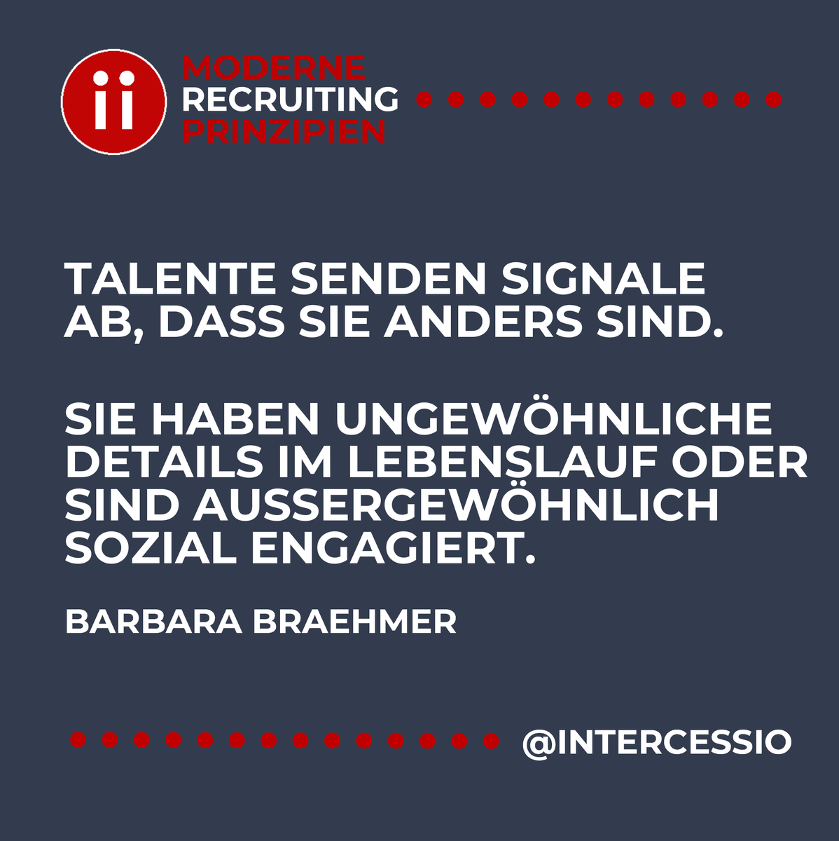 BarbaraBraehmer's tweet photo. #Talentfinder Tipp 2 💎:
Talente senden SIGNALE ab, dass sie ANDERS sind.
Sie haben ungewöhnliche Details im Lebenslauf oder sind außergewöhnlich sozial engagiert.
Sie sind nicht grundsätzlich anders als der Mainstream - aber sie wollen auch nicht Mainstream sein. Und das zeigen sie.
Einfach danach suchen - dann finden Sie ihre passenden Talente.
#Recruiting #Sourcing #TalentAcquisition