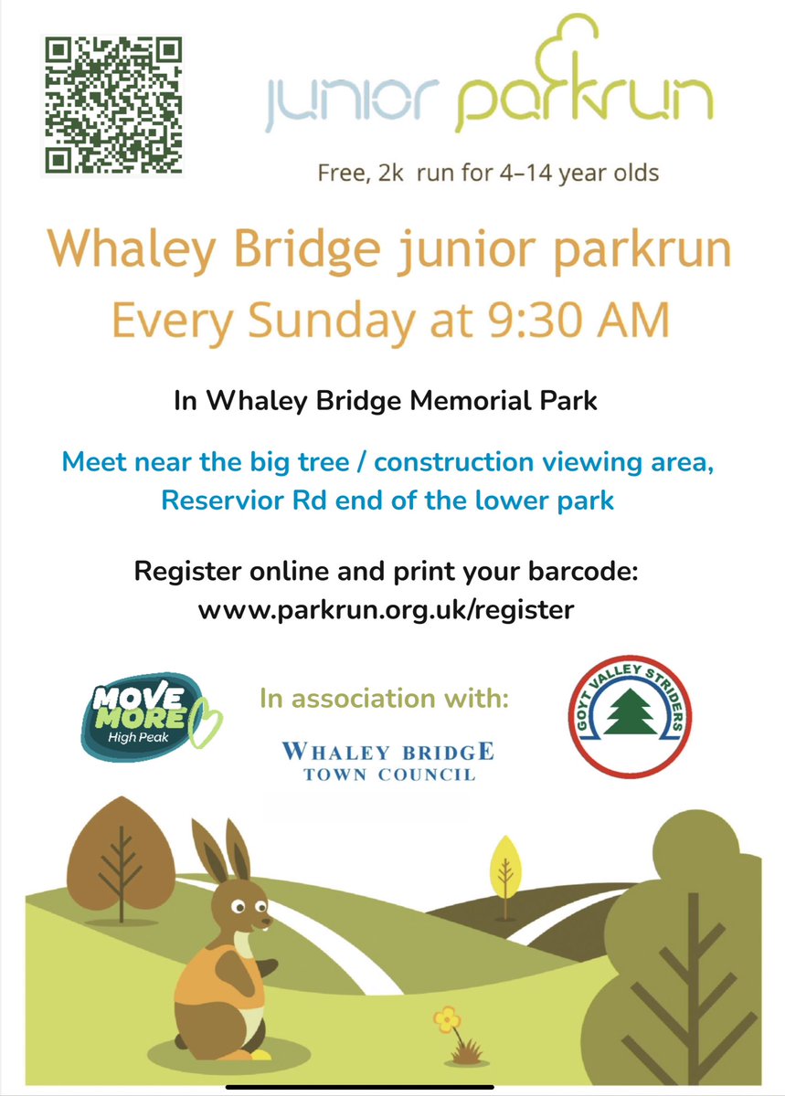 MoveMoreHP's tweet photo. Why not take your kids to junior Whaley Bridge junior parkrun this Sunday?
It’s 2k round the park, and is on every week. Parents can run with little one too!
You can walk, jog run or cheer everyone on. It’s great fun! 🏃‍♀️🚶‍♀️🥰

Please share 👇😊 https://t.co/11VNiP2b6R