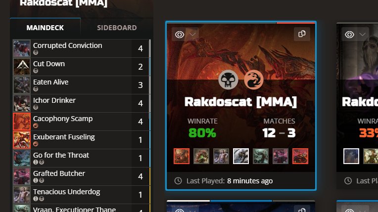 C_Excellent_GQ's tweet photo. A nice 12-3 run with @TheXiled00 's beauty of a BAWSACC deck in the 700s. Mainboard is good; I made some slight changes to the SB. Really fun deck; strangely resilient. Reminds me of Mardu Aristocrats. @fireshoes @mtgazone @ArenaDecklists 
DL: https://t.co/OV14pcW7OL https://t.co/85tWNKyzwW