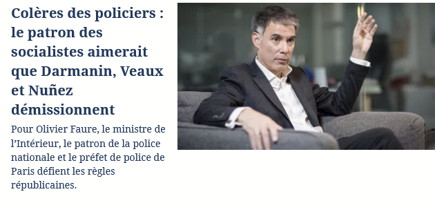 Oui, démission Darmanin et sa clique...
Mais également tous ses socialistes et LFI qui ont laissé les narco-trafiquants s'installer en France et qui sont devenus leurs avocats !