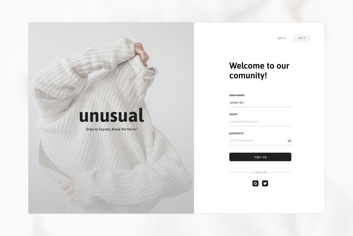dwayls's tweet photo. #dailyUI 001 challenge day 1 - sign up page

@DailyUI #dailyui001 #uidesign #uiuxdesign #uiux #minimalist #minimalismdesign #landingpage #cleanlandingpage #cleandesign #WebDesigner #webdevelopers #programming #programmer #designer #technology #TwitterX 

https://t.co/PEjzZRP3RE https://t.co/lqjvFbzzZa