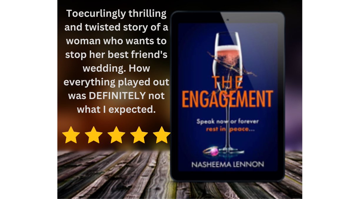 Nasheema_writes's tweet photo. ⭐️⭐️⭐️⭐️⭐️ ‘Toecurlingly thrilling…’ What a fantastic 5 ⭐️ review of #TheEngagement on #Amazon Thank you ☺️ 

#psychologicalthriller #BookRecommendation #BookReview #readingcommunity #BooksWorthReading #booktwt https://t.co/JvSUoNqj6e