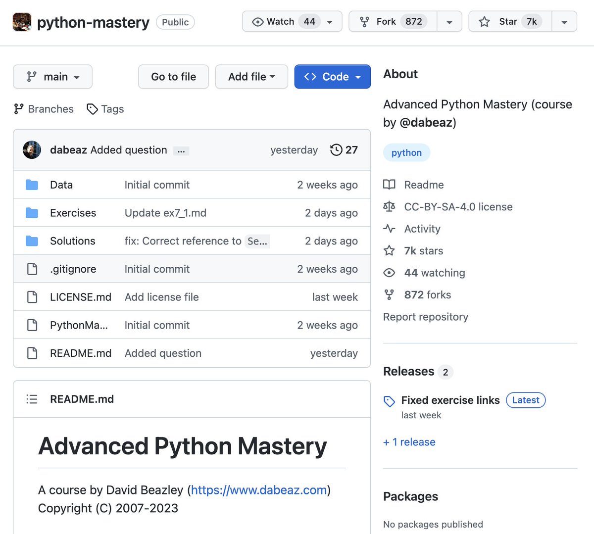 patloeber's tweet image. This is one of the best free Python courses you'll find on GitHub!🐍

An exercise-driven course on Advanced Python Programming by @dabeaz: 

github.com/dabeaz-course/…