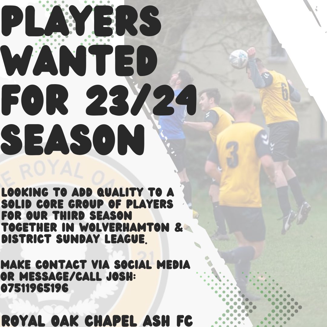 We’re officially back on Twitter…sorry for any messages not responded to. Account will be regularly checked from now on…

On that note, still after a few players to add to our squad. Get in touch if interested! 🟠⚫️👑🌳