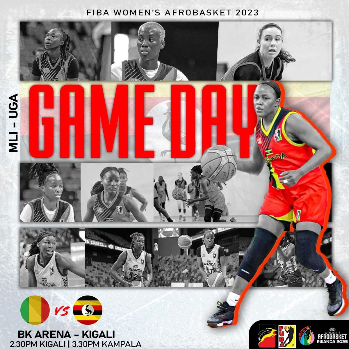 Omuuceereeee, omuceere mu nyama🗣🎶 

🏀 GAME DAY
🆚 🇲🇱•🇺🇬
⏰ 2:30PM🇷🇼 | 3:30PM🇺🇬 
⛹🏿‍♀️#GazellesBasketball
🏆#Afrobasket23