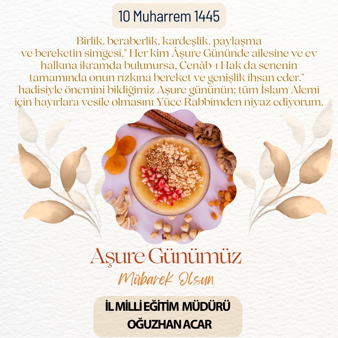 Milli Eğitim Müdürümüz Oğuzhan Acar'ın Aşure Günü Mesajı
<a href="/tcmeb/">Millî Eğitim Bakanlığı</a> 
<a href="/tcbartinvalilik/">T.C. Bartın Valiliği</a> 
<a href="/OuzhanACAR7/">Oğuzhan ACAR</a>