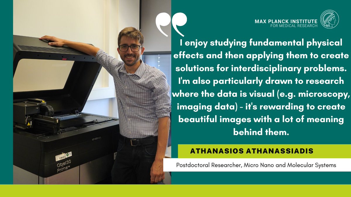 🌠Today at the centre of our #MPIMRSpotlight is Thanasi, who is a postdoc in the research group for Micro Nano and Molecular Systems. He enjoys studying physical effects to create solutions for interdisciplinary problems.💪Curious? Check out his website: isanaht.com
