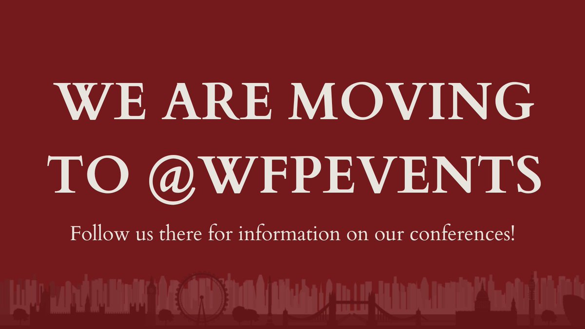 Remember we are moving to @wfpevents from the 𝟭𝘀𝘁 𝗔𝘂𝗴𝘂𝘀𝘁 and this page will no longer post updates. 𝗙𝗼𝗹𝗹𝗼𝘄 𝘂𝘀 to make sure you do not miss out on coverage of key issues relating to our #WBFEvents 𝗰𝗼𝗻𝗳𝗲𝗿𝗲𝗻𝗰𝗲𝘀!
