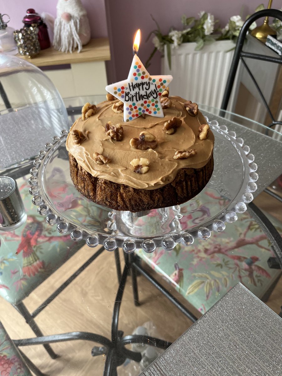 Thank you to ar Julie for baking me my birthday cake. GF coffee and walnut - perfect for birthday breakfast 😀