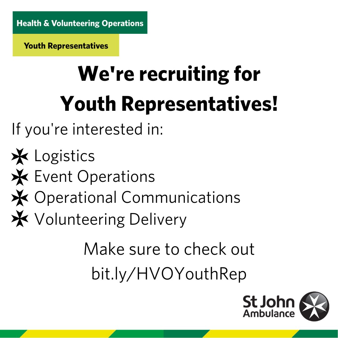 Applications close in 3 days! Make sure to check out our @SJAOperations youth representative posts on bit.ly/HVOYouthRep if you're interested!