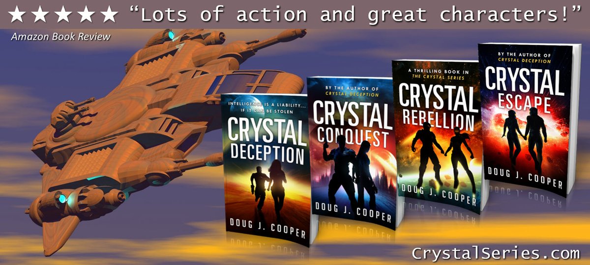“A white-knuckle thrill ride.” The Crystal Series – futuristic thrill rides Start with first book CRYSTAL DECEPTION Series info: CrystalSeries.com Buy link: amazon.com/default/e/B00F… #kindleunlimited #scifi