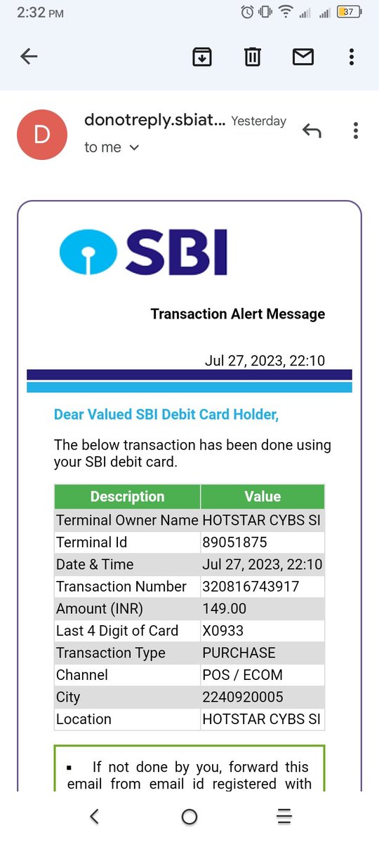DahiBadey's tweet photo. Someone illegally used my card details to purchase Hotstar Subscription, Kindly help me get my money back and also if possible reveal the mobile number of the user of made the purchase.
@DisneyPlusHS @DisneyPlusHSP @hotstar_helps @TheOfficialSBI https://t.co/z2iZUrfZPd
