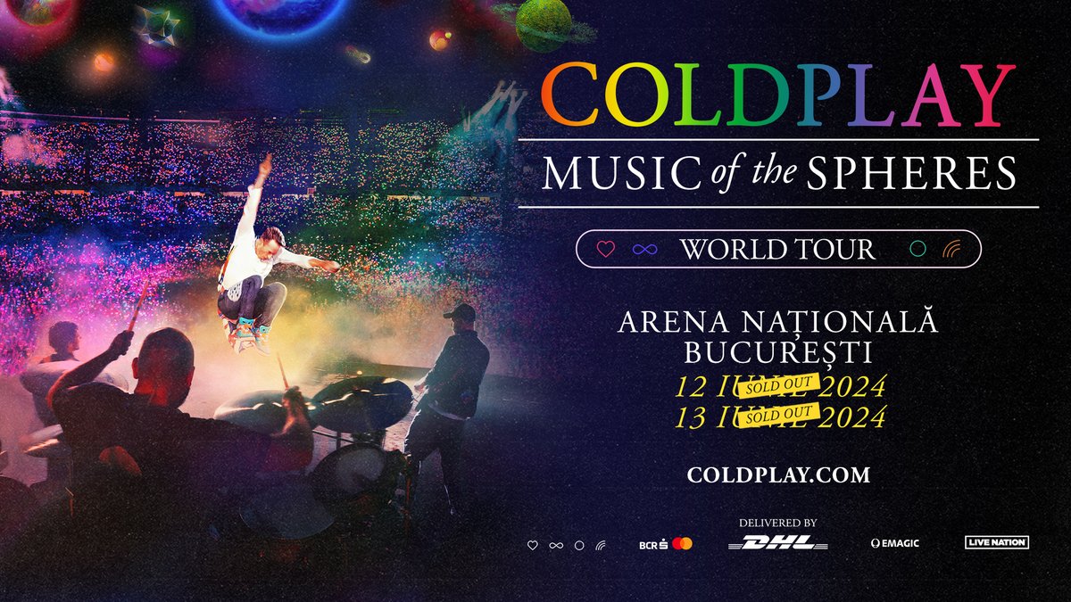 Emagic_Romania's tweet photo. THANK YOU COLDPLAY FANS for the fastest concert sell-out in Romania! All regular tickets for the 12th and 13th June 2024 #MOTSWT shows in Bucharest are now sold out. Only a few ENHANCED EXPERIENCE packages are now left on sale, hurry and catch yours before they are gone! https://t.co/TIaB5uBHNp