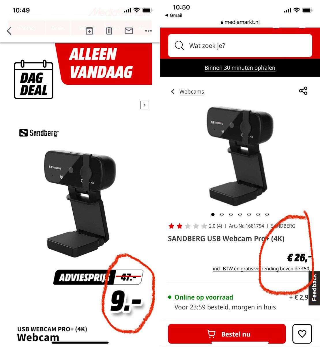 idbinawan's tweet photo. @mediamarkt_nl DagDeal Sanberg Webcam via email: 9 euro, klikken naar de website: 26 euro. Lokkertje? https://t.co/vBvSMC3sXu