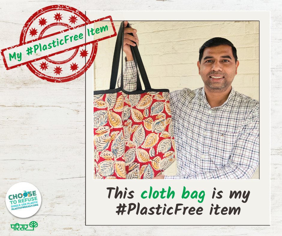 parisarpune's tweet photo. @brkfreeplastic @GAIAnoburn @moefcc @PMCPune @CPCB_OFFICIAL @mpcb_official @WBPCB @PlasticFreeJuly @tweetNHF @anujramatri This cloth bag is my #plasticfree item because it can be reused and recycled. #ChooseToRefuse Single Use Plastic! Carry your own bags made of cloth and say NO to plastic bags.  

What is your plastic-free item? 

#PlasticFreeJuly #SmallStepsBigDifference #BeatPlasticPollution https://t.co/PH39pKfRCa