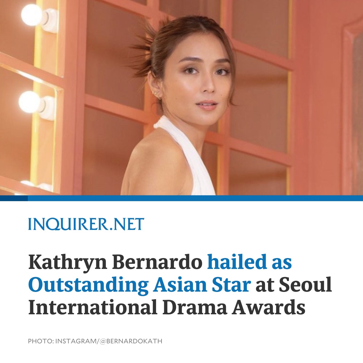 inquirerdotnet's tweet photo. DESERVE! 👏🏼

Actress Kathryn Bernardo bagged the Outstanding Asian Star award in the Philippine category at the Seoul International Drama Awards 2023.

READ: https://t.co/vXthVAiryk https://t.co/1tyGNUqNiv