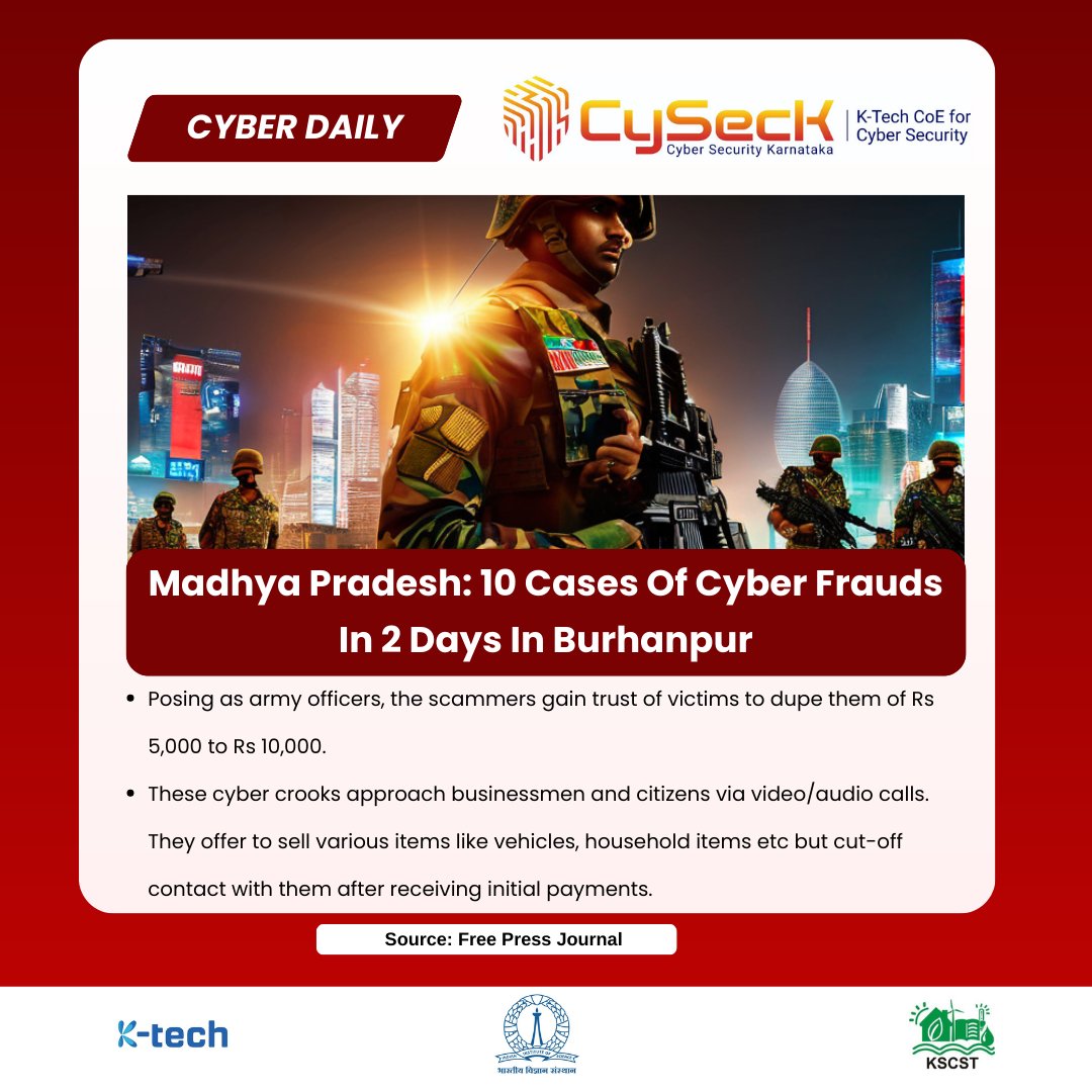 CySecKCoE's tweet photo. Stay up-to-date on the latest cybersecurity news with our #cyberdaily.
Follow us for more cyber security related content🙏Read more: https://t.co/BSeBvrSWck
@itbtgok
@iiscbangalore
@cybercrimecid
@blrcitypolice
@Cyberdost
@KscstS
#news #cybercrime #CyberSecurity https://t.co/lfIOPnpaZK