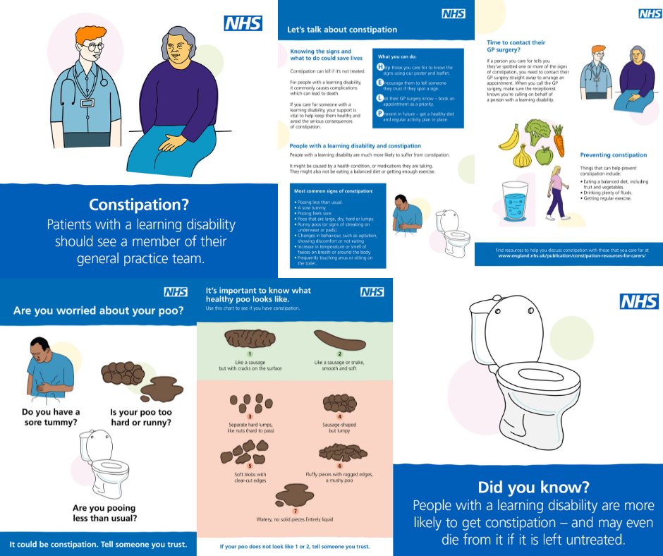 1/3 Earlier this year, the DSA's Our Voice network contributed to the development of set of resources to help prevent, recognise &amp; treat constipation in people with a learning disability.
<a href="/NHSAbility/">NHS Ability</a> <a href="/DHSCgovuk/">Department of Health and Social Care</a> <a href="/LearningDisEng/">LDEngland</a> <a href="/rcgp/">Royal College of General Practitioners</a> <a href="/rpharms/">Fred Smith</a> <a href="/skillsforcare/">Skills for Care</a> <a href="/SCIE_socialcare/">SCIE</a>