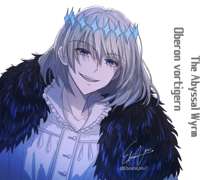 うちわ用に表裏になるように描いたオベロンです#fgo 