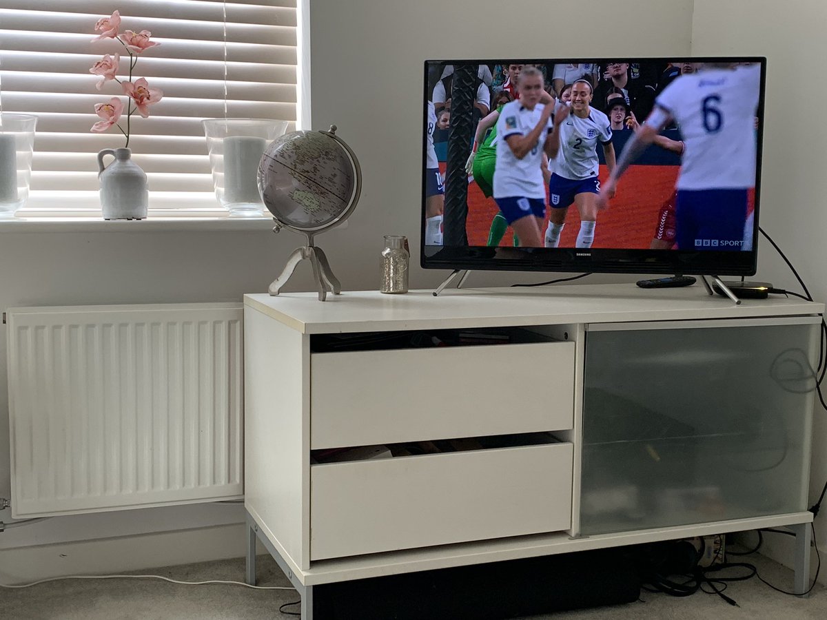 sarahlarsen74's tweet image. The timing of this game doesn’t align with teenage sleeping habits, so enjoying this on my own this morning. Despite my teens’ mixed English/Danish heritage, I’m fully in the England camp this morning! #engden
