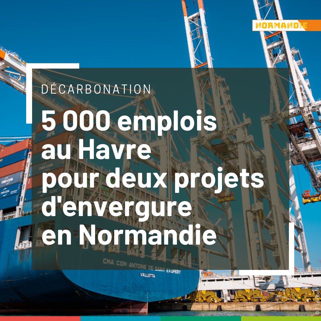 5 000 emplois au Havre pour 2 projets d'envergure en #Normandie ! ♻ Un objectif : la décarbonation de nos industries. Les projets Salamandre et KerEAUzen ont été annoncés cette semaine ⤵ lnkd.in/e9jnnshg #ChoisirlaNormandie #LeHavre #France
