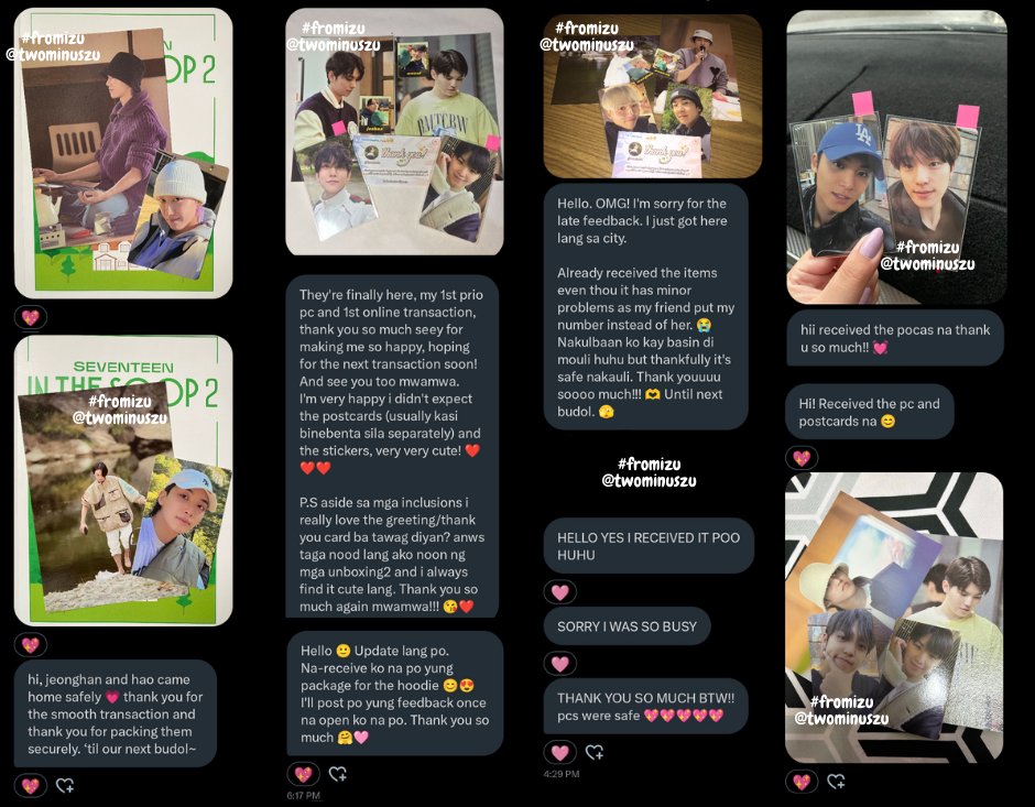 twominuszu's tweet photo. feedbacks from dms 🩷💙 thank you so much once again! #fromizu https://t.co/OXmIg3EbaH