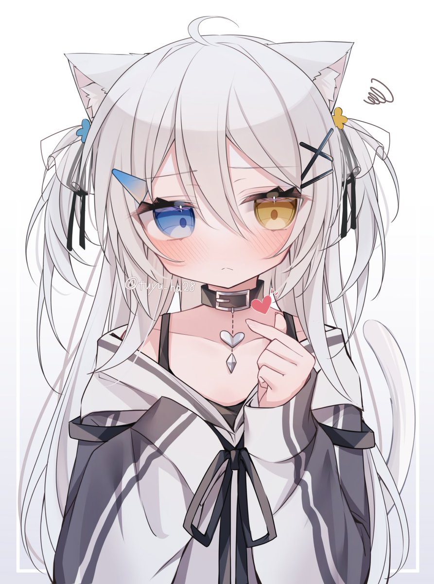 1girl animal ears tail cat ears solo blue eyes cat tail  illustration images