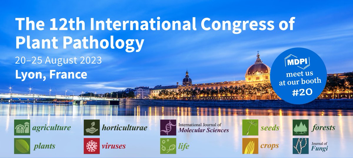 SeedsMdpi's tweet photo. 🚩Meet Us at the 12th International Congress of Plant Pathology, 20–25 August 2023, Lyon, France 🔗https://t.co/x0YxLdIvVs 
@MDPIOpenAccess @SeedsMdpi https://t.co/LDdEnoLReZ