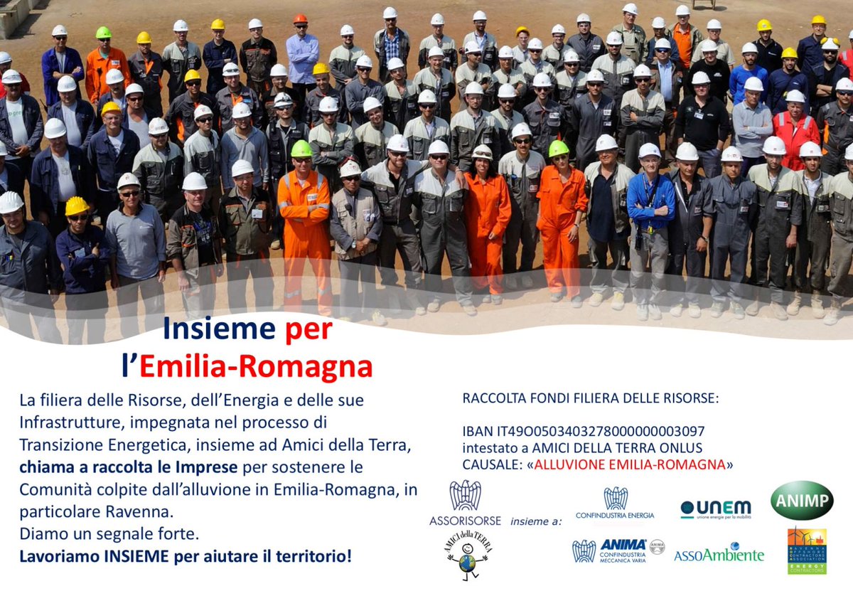 Assorisorse's tweet photo. #EmergenzaEmiliaRomagna
#InsiemeperlEmiliaRomagna. Sostieni la raccolta fondi di Assorisorse e @amicidellaterra con @Fed_Anima , #Animp, @assoambiente , #ConfindustriaEnergia, #Roca , @unem_it
Obiettivo: dotare il territorio di un’idrovora innovativa. https://t.co/sEH368LUng https://t.co/ww4hafQg0u