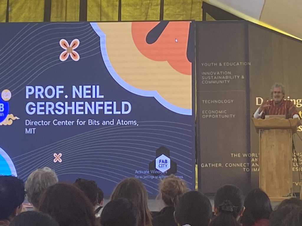 mmtoran's tweet photo. Escuchando al profesor Neil Gershenfeld del @MIT Cebit, y a Sherry Lassiter de Fab Foundation hablando del estado de la red FabLab mundial. Terminando hoy el congreso y evento #fab23 en Bután, en el contexto del Súper Fablab de Timbu. El año que viene #fab24 en Puebla, México https://t.co/sxVQ7kFUDR