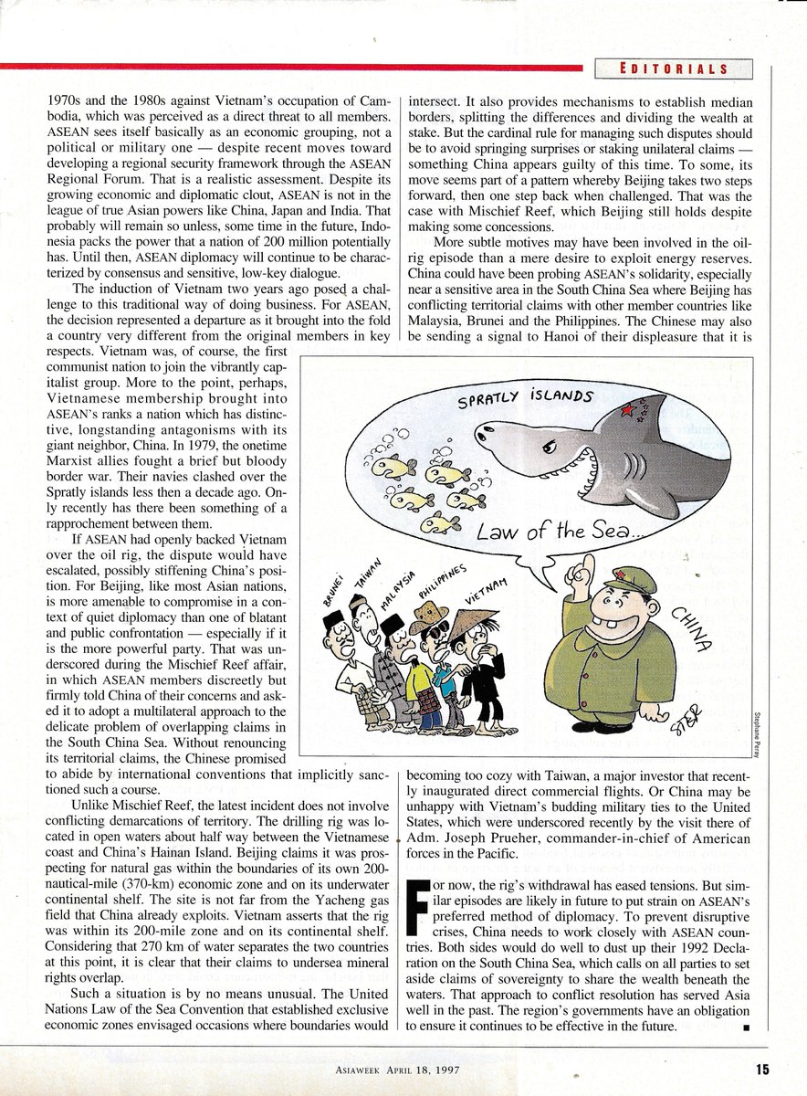 DolorNolet's tweet photo. @pinoyanghang @AlisonPereiraPH @Ramivipsagel @erleargonza @JRedCallis @AmigoManila @tweetmetomcruz @molavefinds @musikerong @TigerbasRichard @jaysalas101 1997 #Asiaweek editorial tackling the SCS/Spratleys issue--but, why only now did the MSM make a big fuss out of it?🤔 https://t.co/sSbk7RqgDC