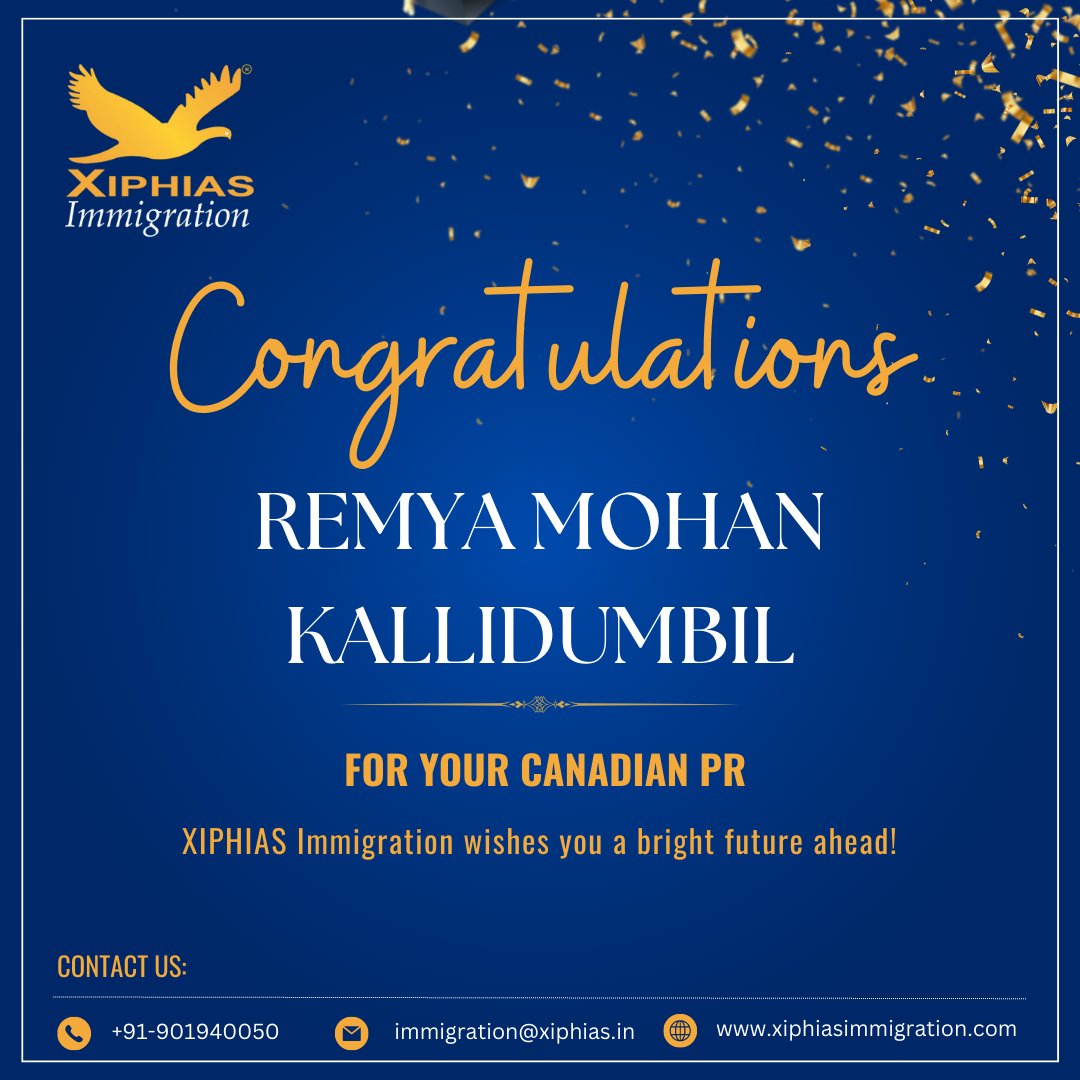 XiphiasInfo's tweet image. Congratulations REMYA MOHAN KALLIDUMBIL for Canadian PR! 

Visit us for more information:
lnkd.in/gzumS-R6

#canada #canadaprvisa #canadaimmigration #canadaexpressentry
#XIPHIAS #XIPHIASImmigration #BestImmigrationConsultant #topimmigration
