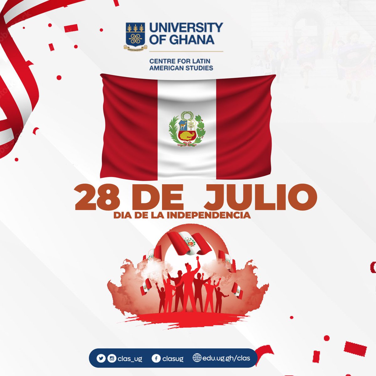 clas_ug's tweet photo. Warm regards to FM Ana Cecilia Gervasi and the Government and the people of the Peru on their Independence Day.

@CancilleriaPeru @embaperughana @presidenciaperu @CancilleriaPeru  @minculturape @mineduperu https://t.co/aoEBzNrLyb
