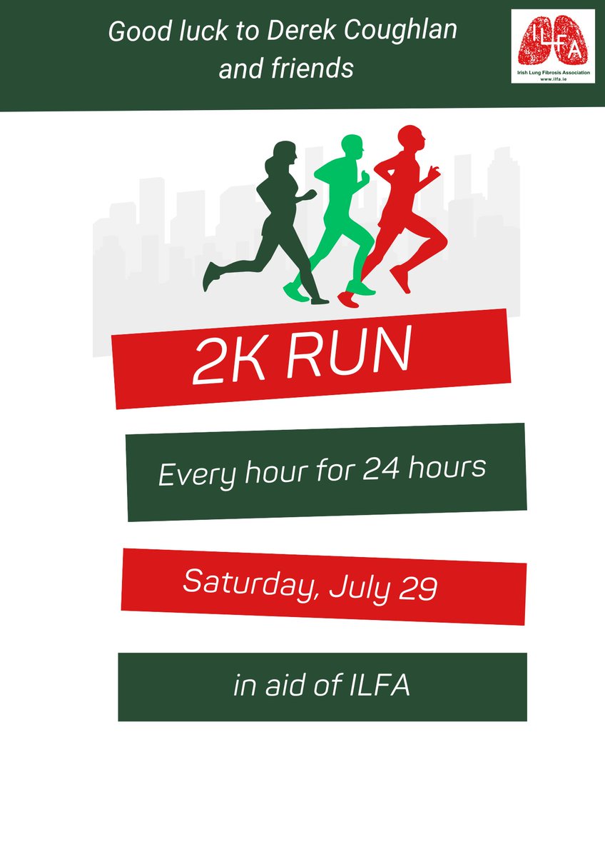 ILFA_Ireland's tweet photo. Best of luck to Derek Coughlan, friends and family who will run 2km every hour for 24hr to fundraise for @ILFA_Ireland on 29th July, in memory of Ciaran Coughlan. The team's online fundraising page is open for secure donations
https://t.co/sd3pdsQTGa https://t.co/3PZf6yVvxP
