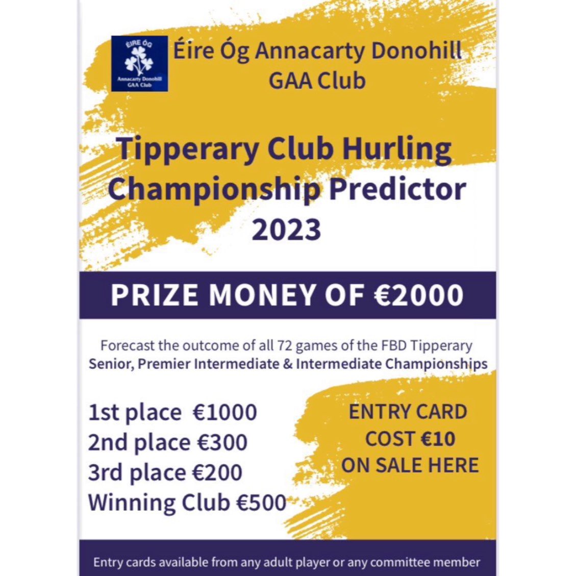 eireogannacart1's tweet photo. ⏰Only a few more hours until the start of the @TipperaryGAA club hurling championships 🏆

Don't forget to enter our County Championship prediction competition to win €1000 💵💵

How many results can you correctly predict? 🧐

Enter below via the link👇
https://t.co/1mJ6icNKkp https://t.co/h4P33i3ZSa