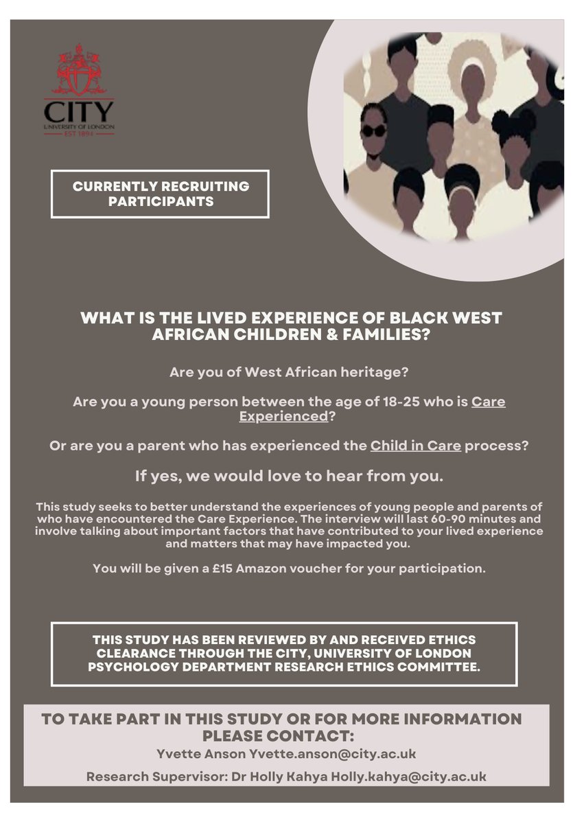 evie_anson's tweet photo. Currently recruiting participants for my research based on the care experience of Black West African families https://t.co/Jx2cYtdnSG