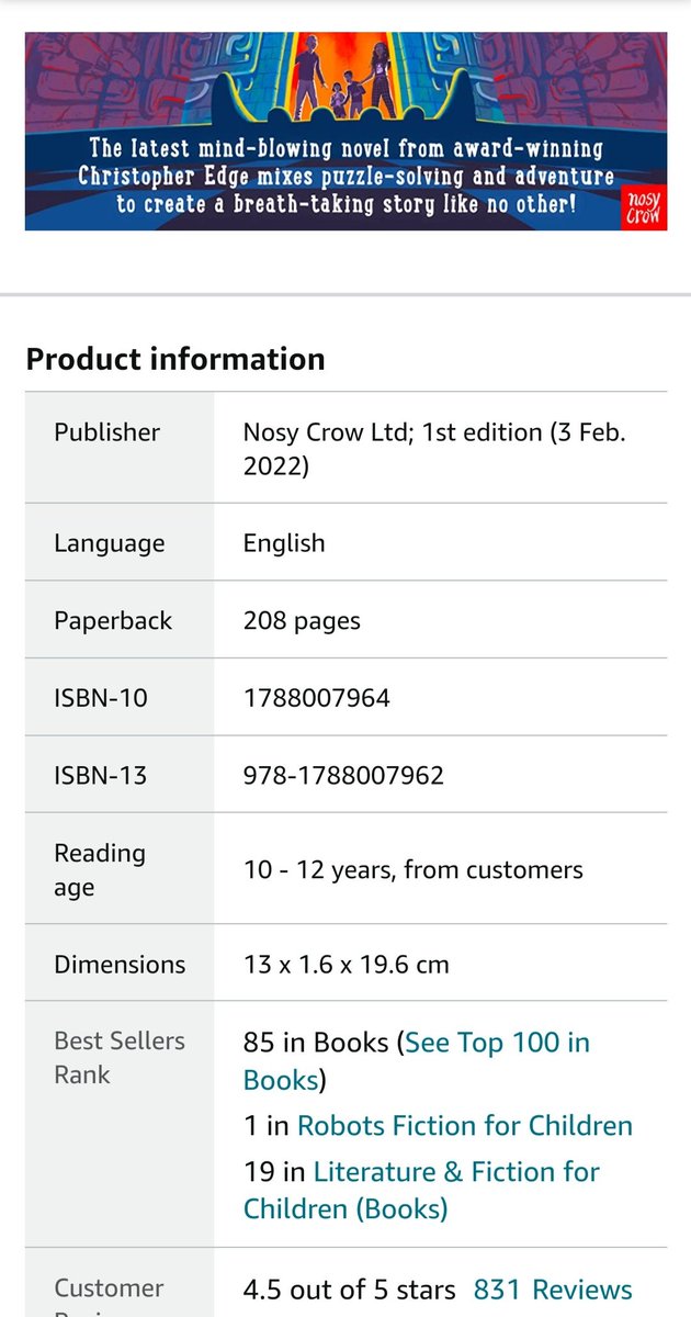 edgechristopher's tweet photo. Escape Room hit the Top 100 Books on Amazon for the first time in July 2022, so to see it still there one year on is completely mind-blowing! Huge thanks to everyone who's helped to make it a bestseller. (#1 Science Fiction for Children) https://t.co/wMLXQ27XLc