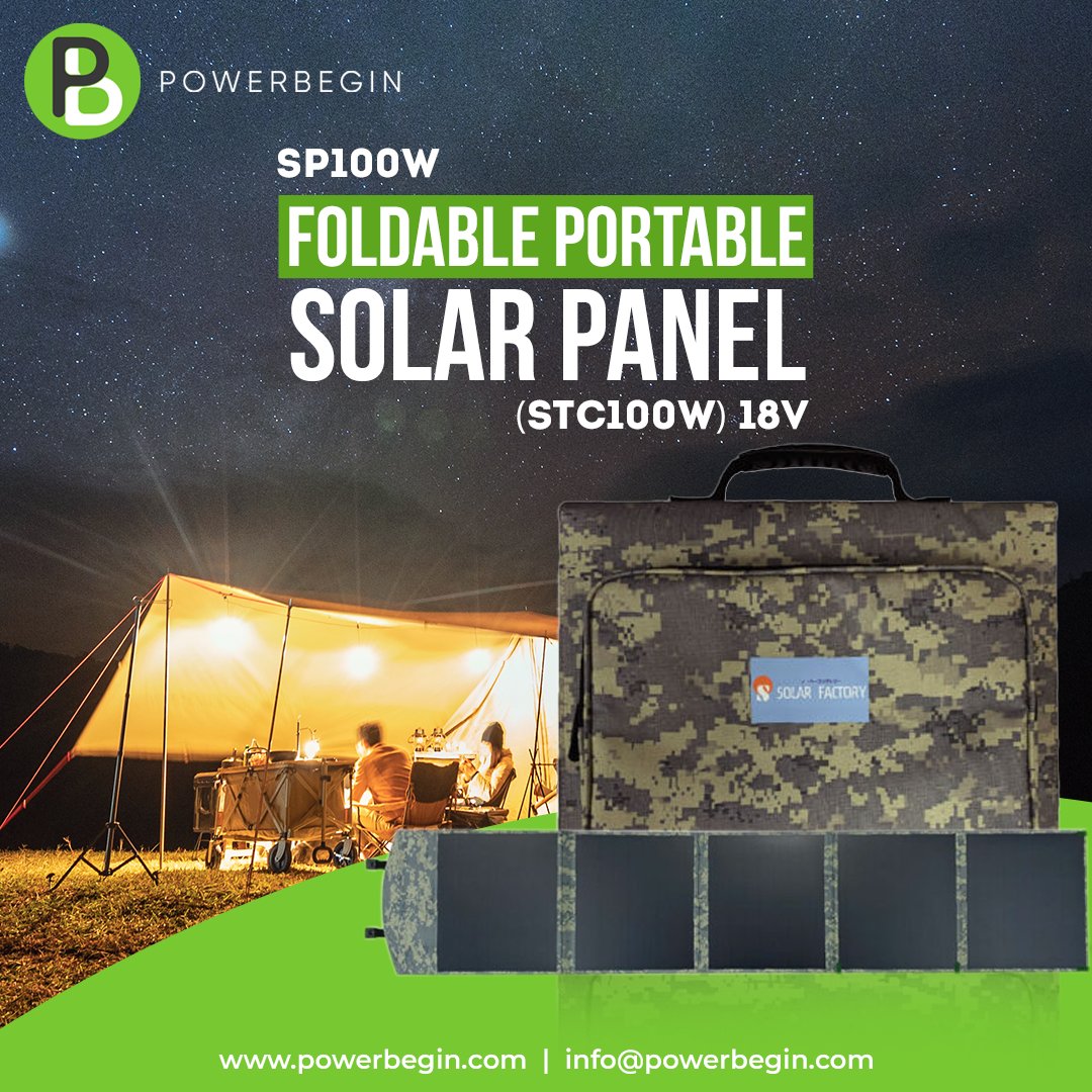 power_begin's tweet image. Charge your adventures with the SP100W Foldable #PortableSolarPanel (STC100W) 18V!🔋 
Embrace #sustainableenergy and stay powered up on the go.📲
Perfect for outdoor enthusiasts and eco-conscious tech lovers.🚀 
👉powerbegin.com/product/sp100w/ 

#SolarPower #PowerBegin #AdventureReady