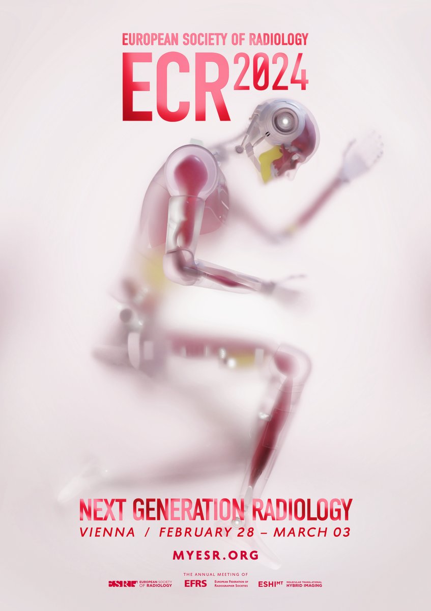 myESR's tweet photo. The poster for #ECR2024 was designed with the future of radiology in mind. Here, a robotic figure is depicted, emphasising the premise that the next generation in radiology will be made up of both humans and their technology. 1/4 https://t.co/htMyVnwj3l
