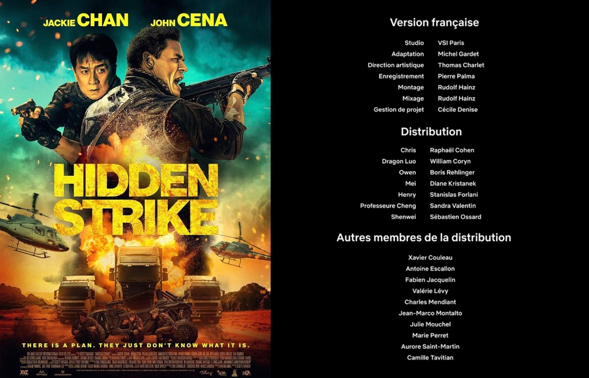 Carton de doublage du film "Project X-Traction" sur Netflix dirigé par <a href="/ThomasCharlet6/">Thomas Charlet</a>

Un plaisir de retrouver <a href="/William_Coryn/">William Coryn</a> sur Jackie Chan et Raphaël Cohen sur John Cena avec <a href="/stanforlani/">Forlani Stanislas</a> et <a href="/AntoineEscallon/">Antoine Escallon</a>