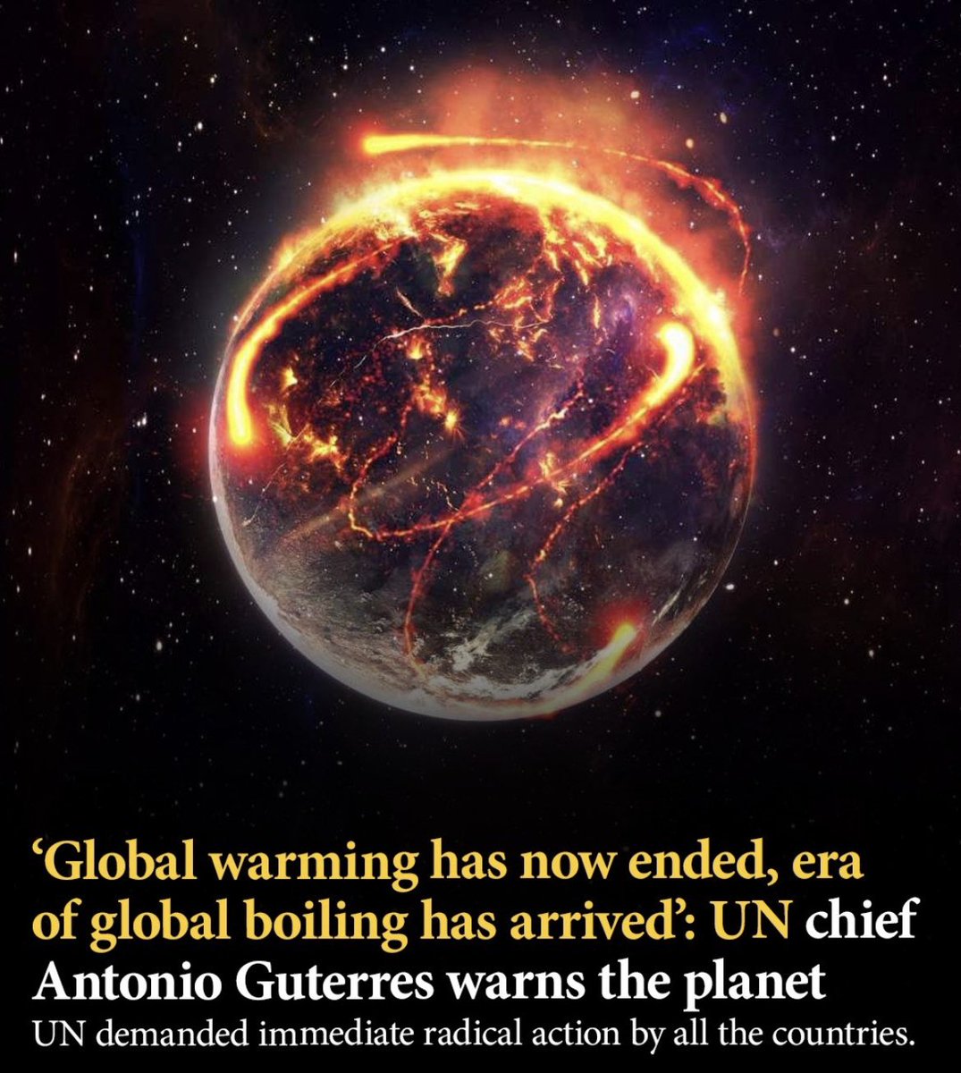 officialCtray's tweet photo. on 27th July, UN Secretary-General Antonio Guterres delivered a warning about the state of our planet's climate. He urged for radical action to address the unprecedented July temperatures, which indicate that the Earth has entered a new phase he called "global boiling."

#climate https://t.co/5CyJ29eh7L