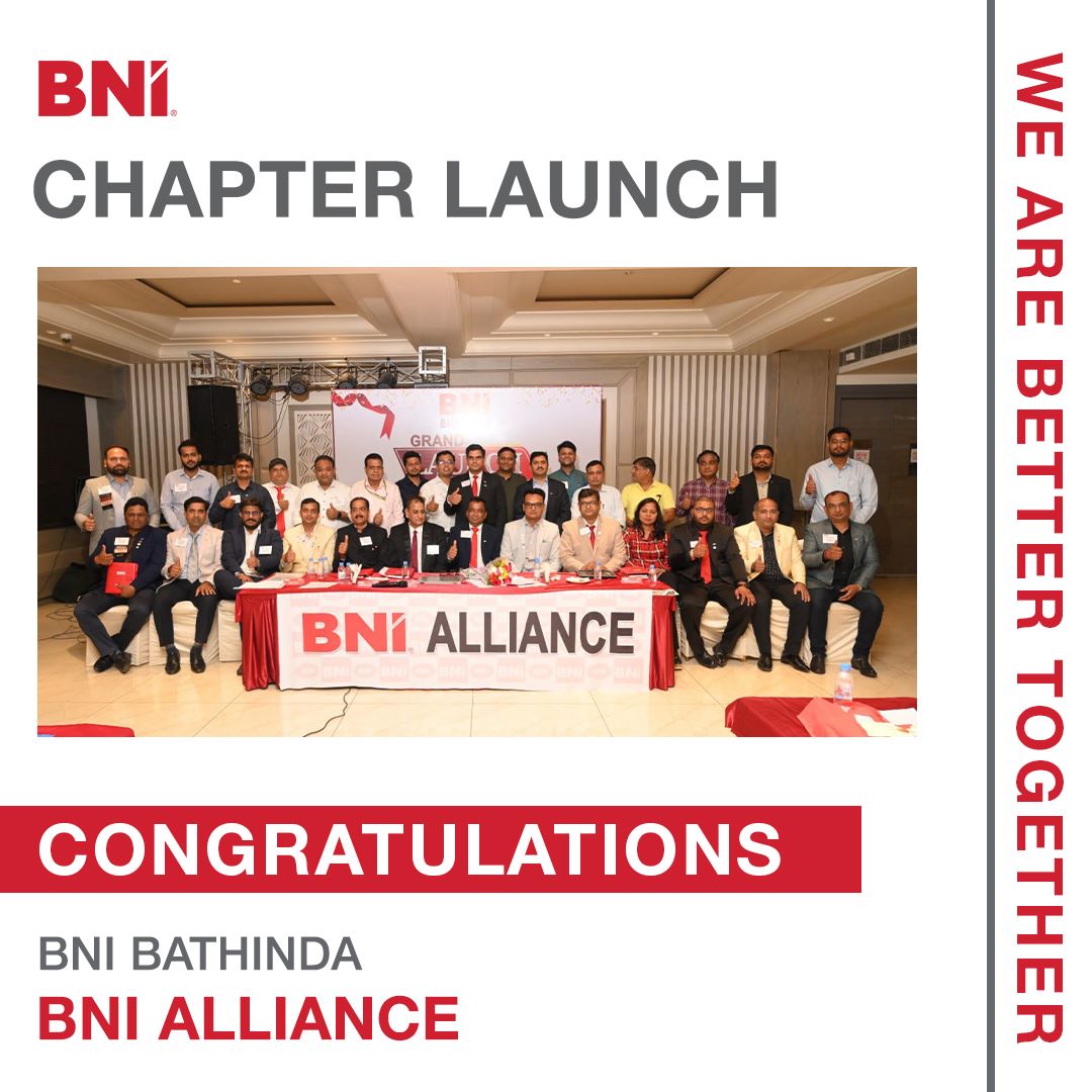 BNIindia's tweet photo. We are delighted to announce the launch of the 4th chapter of BNI Bathinda, BNI ALLIANCE with 23 members, 35 visitors & 85 referrals.
Many congratulations to RD Raman Garg
#BNI #BNIIndia #BNIBathinda #BNIChapters #BNIMembers #ReferralsForLife https://t.co/VyTMKXrWA2