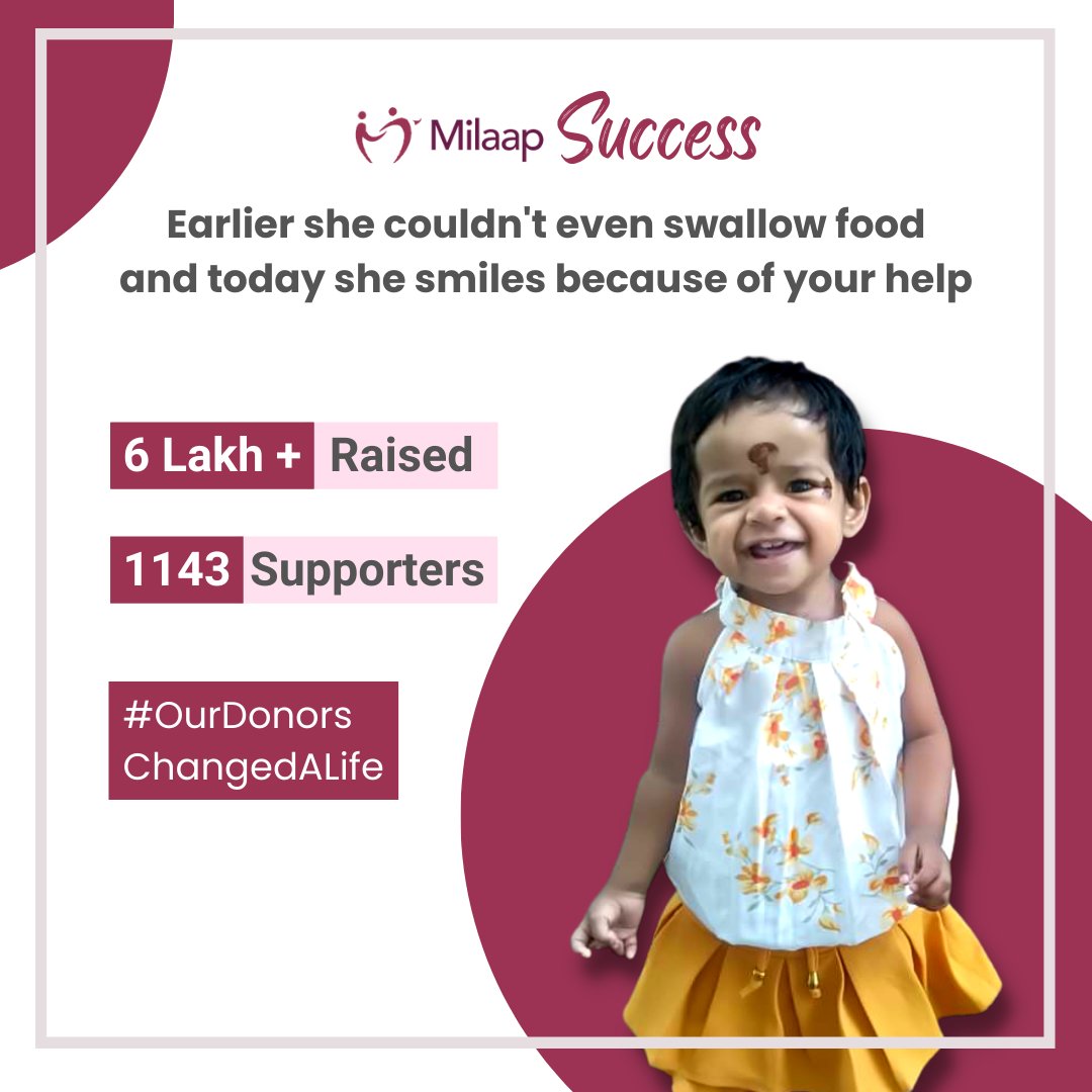 #milaapsuccess We are overjoyed to share the news of our little fighter's successful surgery! This precious baby girl now has the ability to swallow food and live a healthier life. Your generosity has made all the difference and we cannot thank you enough for your help.