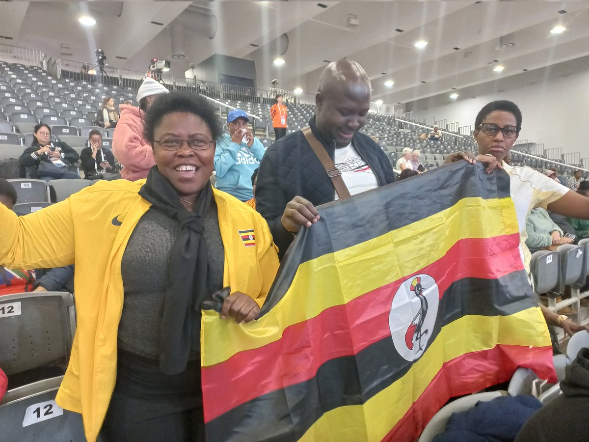 AmoruPaul's tweet photo. Exciting match at the Netball World Cup between Uganda and Singapore! Shecranes are dominating with a comfortable lead. Thrilled to be alongside Hon. Minister Kaducu Joyce, Hon. Kyinyamatama, Gen. Bwekwaso, and the vibrant Ugandan diaspora, celebrating the team's tremendous performance. Go Shecranes, keep making us proud! 🏐🇺🇬 #NetballWorldCup" @BigirwaNorah @UgandaMFA @OgwangOgwang @Educ_SportsUg @UgandaMediaCent