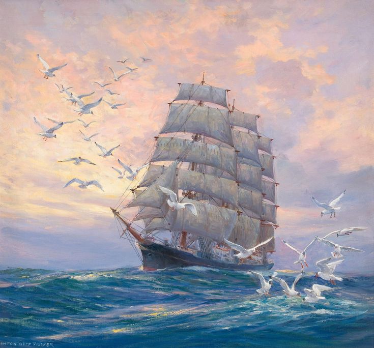 O my brave soul! O farther, farther sail! O daring joy, but safe! Are they not all the seas of God? O farther,farther,farther sail! ✍️Walt Whitman(1819-1892) 🎨Anton Otto Fischer (1882-1962)