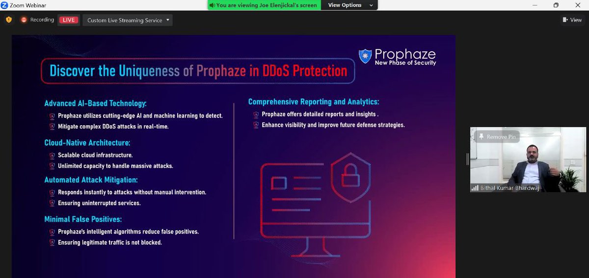 prophaze's tweet photo. 🎉 Shout-out to Mr. Bithal Bhardwaj, Group #CISO at GMR Group, for his enlightening session on rising #DDoS #attack success rates. 
“A successful DDoS attack can bring even mighty #businesses down”

Thanks to all the amazing participants in our #webinar.
#CyberSecurity #insight https://t.co/mGB2XzmHBy