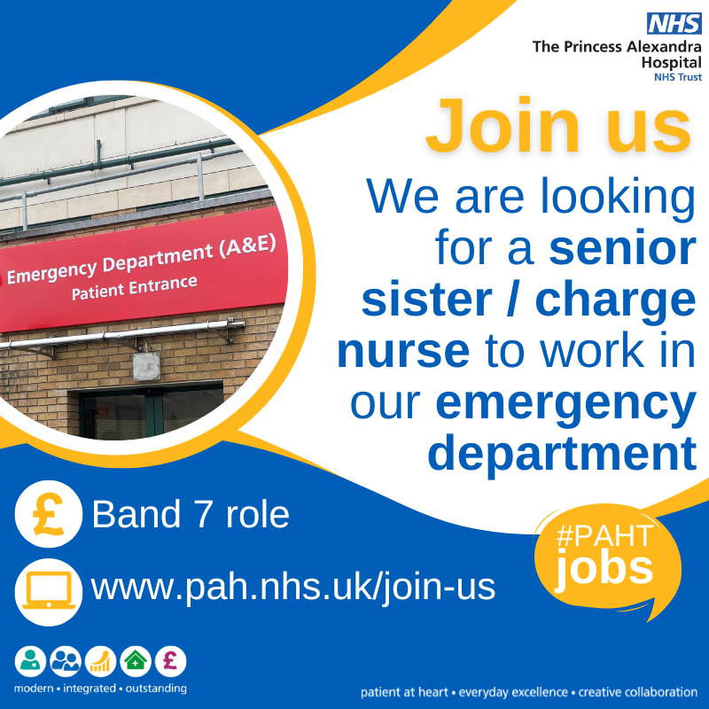 We are seeking to recruit a senior sister/charge nurse to work in our emergency department. The advert closes on July 30. Apply here: healthjobsuk.com/job/UK/Essex/H…