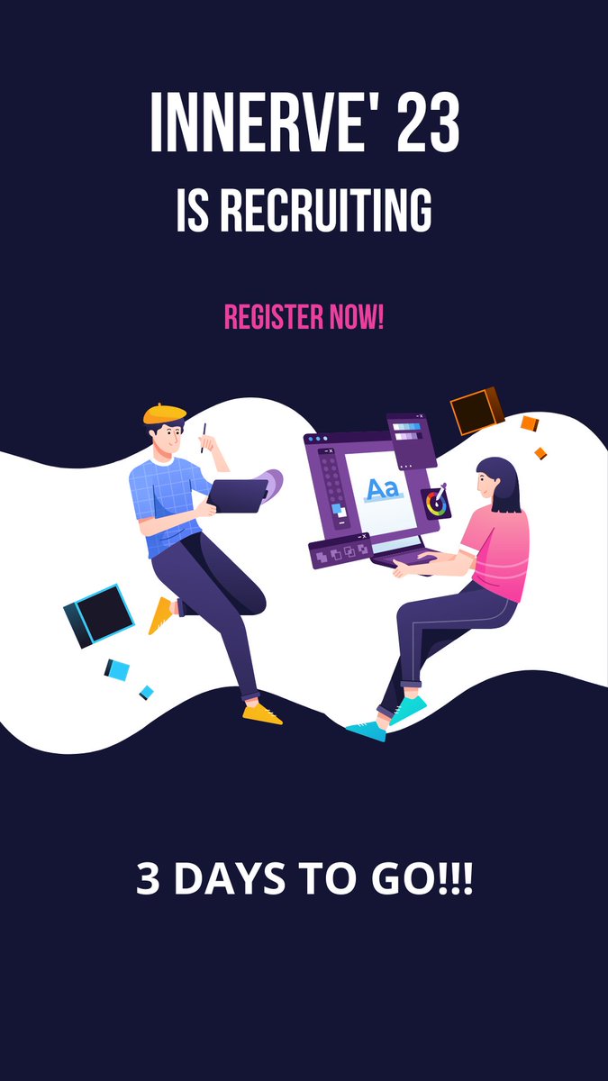 Innerveigdtuw's tweet photo. 🌟 We are recruiting.Join us now!!🌟 
‼️Only for IGDTUW Students‼️
Form link: https://t.co/2kFdlwAFNM
Just 3 days to go🚀 🚀 🚀 
#innerve #innerve23 #recruitment https://t.co/vOnx7Sj5ny