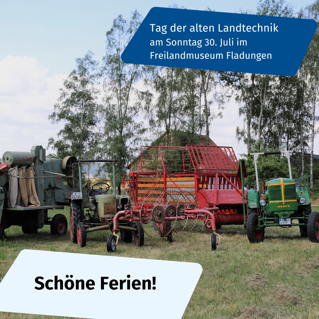#sommerferien 🚜 Trekker fahren! Beim Tag der alten Landtechnik und Getreideernte im Freilandmuseum Oberpfalz in Neusath-Perschen am Sonntag 30. Juli ab 13 Uhr kommen Traktorenfans auf ihre Kosten! 📷 Felix Schäffer
😎 Museums-Ferienprogramme im Blog: buff.ly/3Q5O0Oi